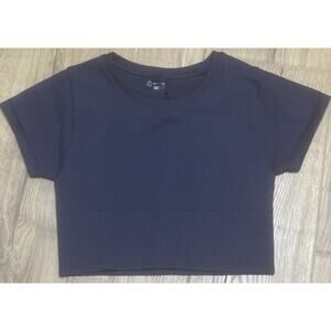 Offline by Aerie Blue Seamless Short Sleeve Cropped T-Shirt Top Women Size Small